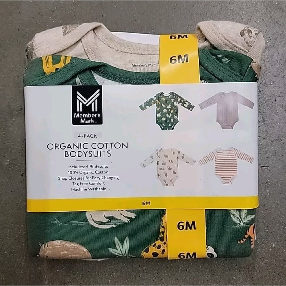 Member's Mark Boys Organic Cotton‎ Bodysuits 6m